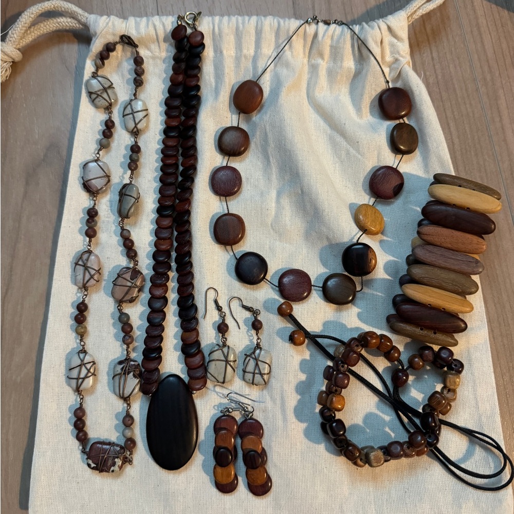 Lot of Baroque Wood Jewelry